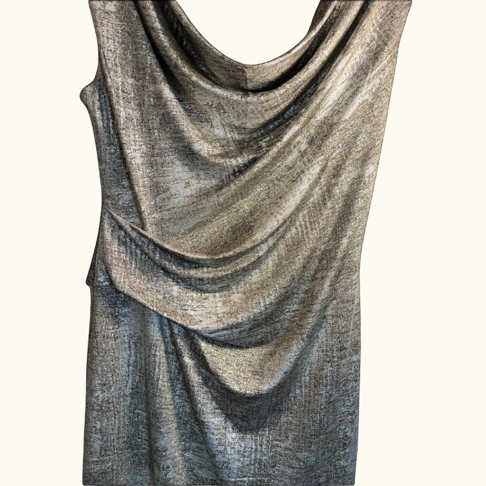 Connected Apparel Silver Metallic Cocktail Dress